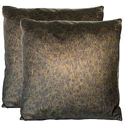   Metallic Leather Square Decorative Pillows (Set of 2)  