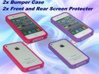Purple & Pink Bumper Case Cover, Screen for iPhone 4  