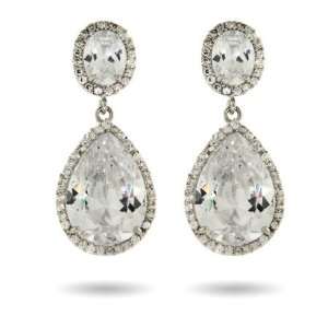  Glamorous Red Carpet Style Peardrop with Oval CZ Earrings 