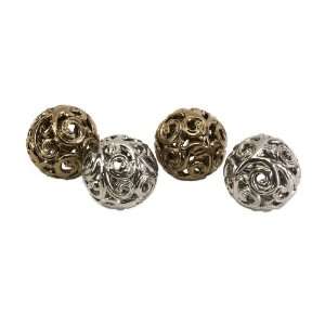  Metallic Taite Decorative Balls   Set of 4 Patio, Lawn 