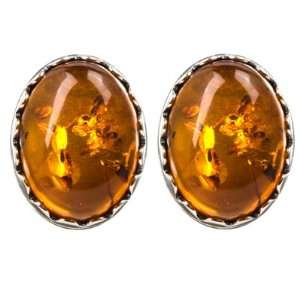  Color Amber Oval Earrings Cabochon Size 15x20mm Graciana Jewelry