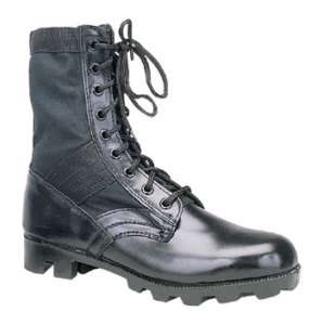 BLACK LEATHER MILITARY JUNGLE BOOTS ARMY COMBAT G.I.  
