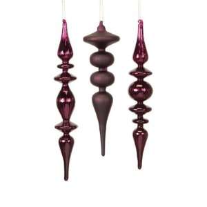  12 Rich Plum Purple Finial Glass Christmas Ornaments 12 Home