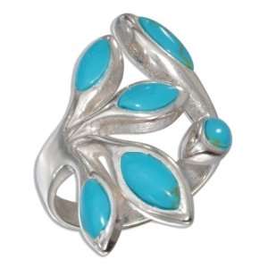  Sterling Silver Turquoise Open Branch Ring (size 09 