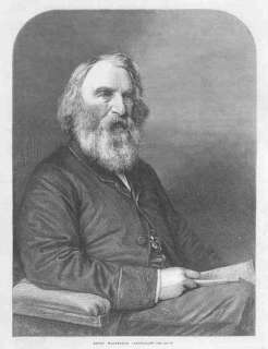 USA Henry Wadsworth LONGFELLOW. Old Antique Print.1869  
