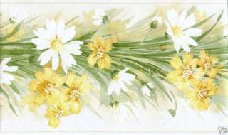 WHITE DAISY W/ YELLOW FLOWERS WALL BORDER MK77685N  