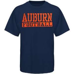  NCAA Auburn Tigers Navy Blue Stencil Football T shirt 
