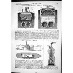  Engineering 1880 Caisson Air Lock Hudson River Tunnel 