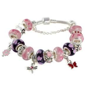 My Heart Murano Heart Bead Charm Bracelet with 17 Gorgeous Beads and 