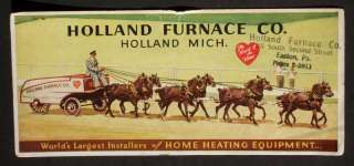 1940s Blotter Horses Wagon Furnace Easton PA Holland MI  