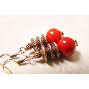  Antique Copper Red Earrings 
