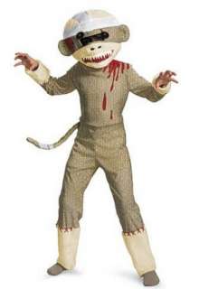 Zombie Sock Monkey Child Costume includes Jumpsuit with detachable 