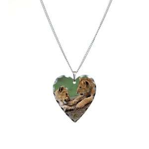  Necklace Heart Charm Lion Cubs Playing Artsmith Inc 