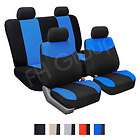 cloth seat covers w 4 headrests and solid bench blue