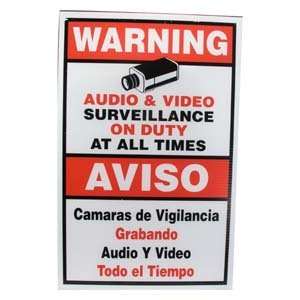  Surveillance Warning Sign English/Spanish Red 11.5x18 