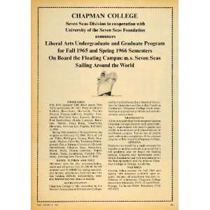  1965 Ad Chapman College Orange California University 
