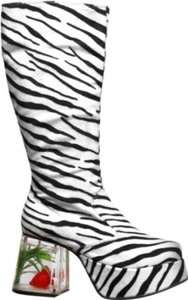 Zebra Platform Fish Heel Boots Adult Halloween Costume Accessory Shoes