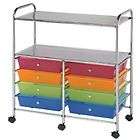 STORAGE CART 8 WIDE DRAWER WITH 2 SHELVES MOBILE ROLLS CRAFT ORGANIZER 