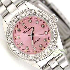 Shiny Pink Women Lady Watch Diamond Light Quartz Dress Gift Steel 