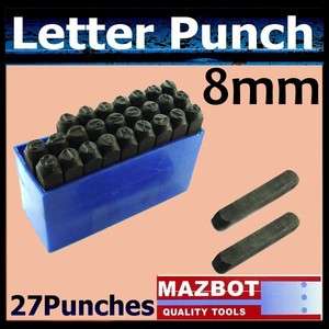 Mazbot 8mm 27Pc Steel Letter Die Alphabet Punch Set NEW  