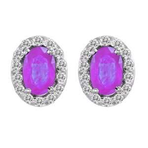   Diamond & Oval Amethyst Earrings (1 cttw, H I, SI) Size 5 1/2 Jewelry