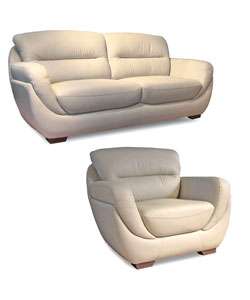Bone Leather Sofa and Chair  
