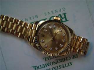 ROLEX PRESIDENT w/ DIAMONDS Dial 6917 Solid 18K Y.GOLD Lds PAPERS 