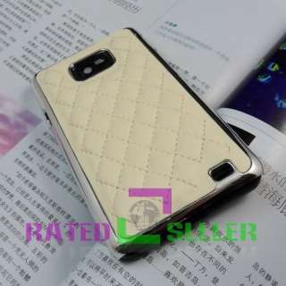   Leather Chrome Hard Case Cover For Samsung Galaxy S2 i9100 Beige