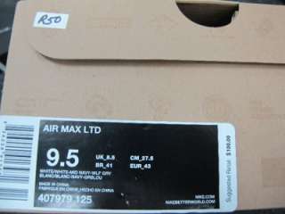   MENS NIKE AIR MAX LTD 407979 125 WHITE/WHITE MID NAVY WOLF GRY  