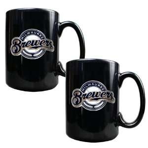  Milwaukee Brewers Coffee Mug   15 oz Black Ceramic Mug Set 