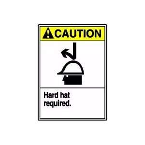CAUTION HARD HAT REQUIRED (W/GRAPHIC) Sign   14 x 10 Adhesive Vinyl