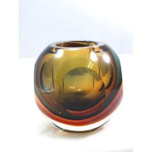    Murano Design Amber Sommerso Glass Vase K 77 Patio, Lawn & Garden