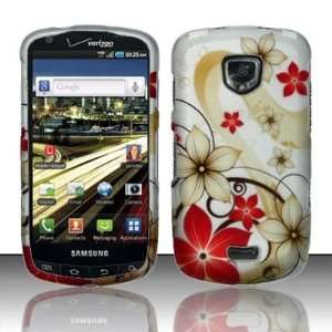For Samsung Droid Charge i520 (Verizon) Rubberized Red Flowers Design 