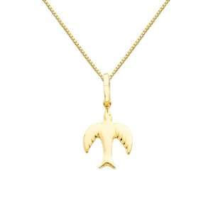  14K Yellow Gold Flying Bird Charm Pendant with Yellow Gold 
