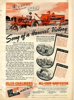 1942 Allis Chalmers AC 60 All Crop Harvester Tractor Ad  