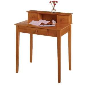 Vintage Style Honey Pine Solid Wood Hutch Writing Desk for Small 
