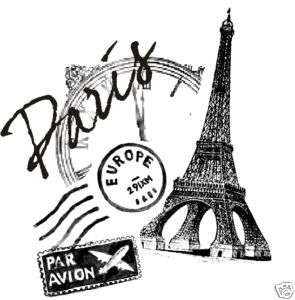 Eiffel Tower travel rubber stamp 2.75x2.7  