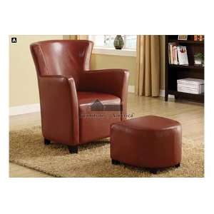  Half Moon Bay II Leatherette Chair W/ottoman in Red Finish 