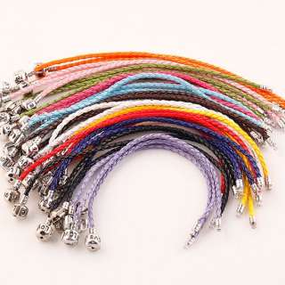 10/20/50X Lots Colorful Love Clasp Leather Bracelets Fit European 