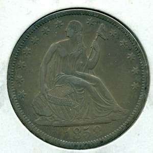 1858 O SEATED LIBERTY HALF DOLLAR ~ AU ~ NICE COIN  