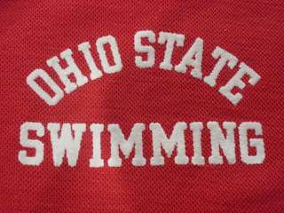   Champion Blue Bar Ohio State Swimming Team Polo Shirt Mens XL Red THIN