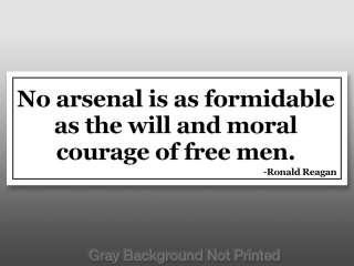Reagan No Arsenal Moral Free Men Sticker  Conservative  