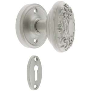 Classic Rosette Mortise Lock Set With Decorative Oval Knobs in Satin 