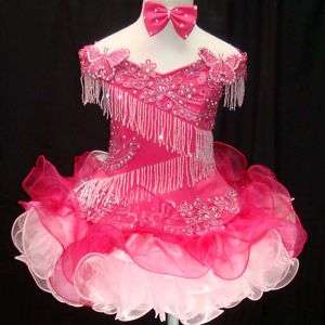 New National State Pageant Dress Glitz 1 2T BERRY PINK  