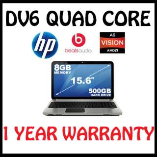 HP DV6 A6 3400M QUAD CORE★500GB HD★8GB RAM★Beats HDMI Laptop 