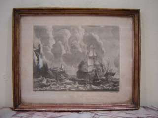 Great antique French seascape engraving # as/2258  