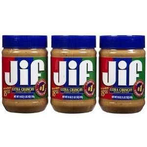  Jif Extra Crunchy Peanut Butter, 18 oz, 3 ct (Quantity of 