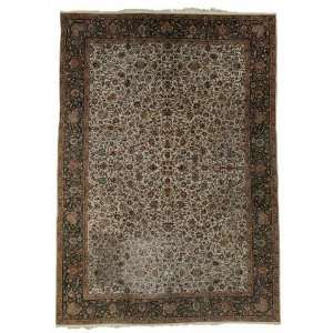  81 x 116 Ivory Persian Hand Knotted Wool Tabriz Rug 