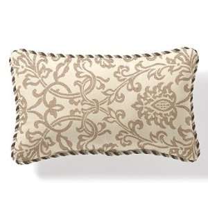  Outdoor Lumbar Pillow in Sunbrella Oakdale Frame Beige with Cording 