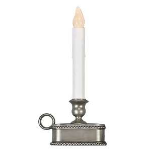 LED   White Christmas Candle   Antique Silver Base   Steady Flame 